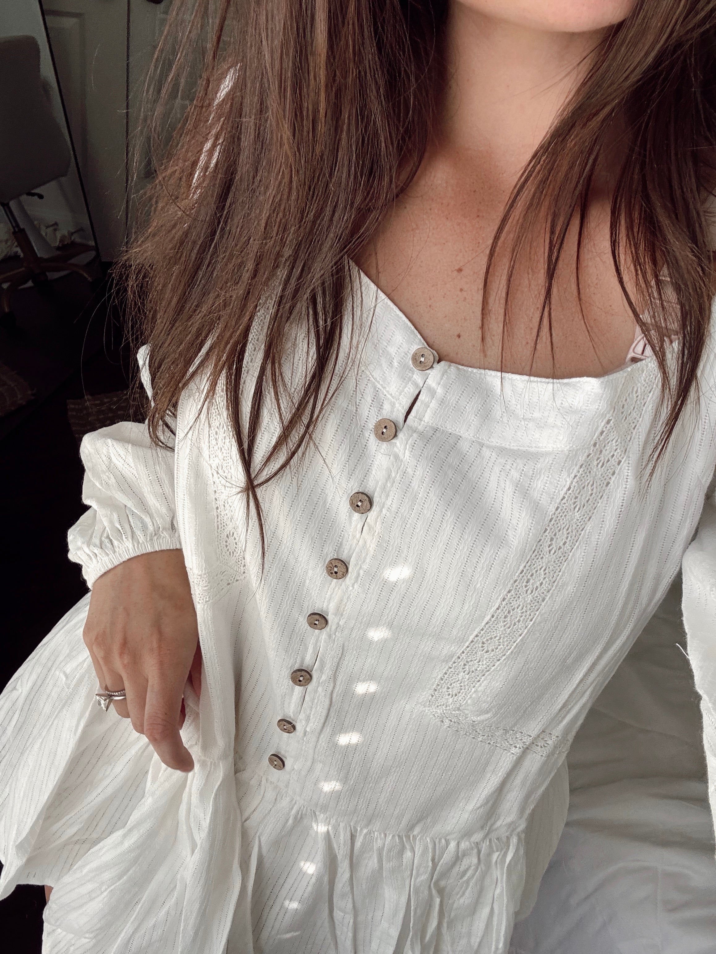 skye cotton lace trim flowy romper