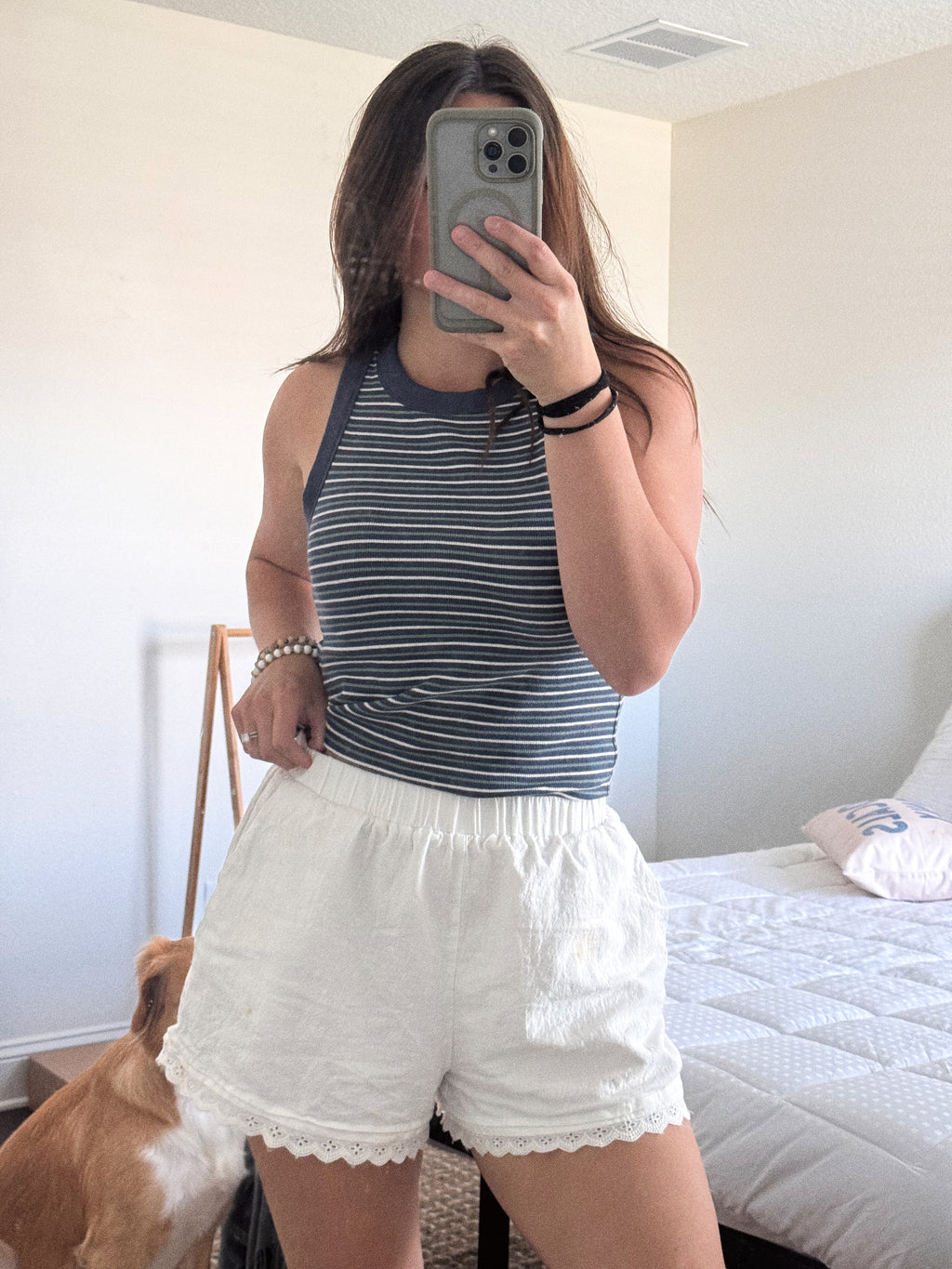 sunday effortless white lace shorts