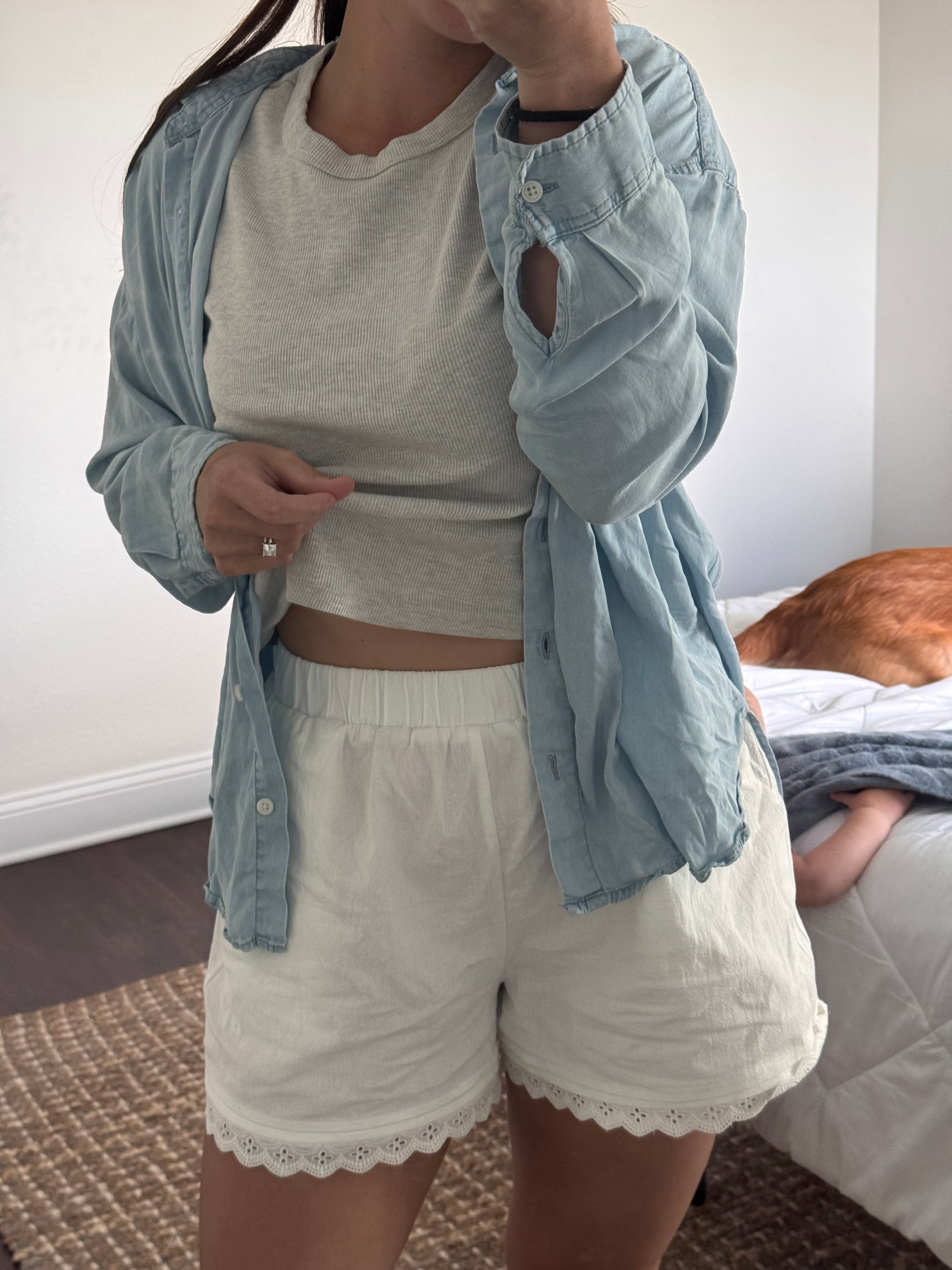 sunday effortless white lace shorts