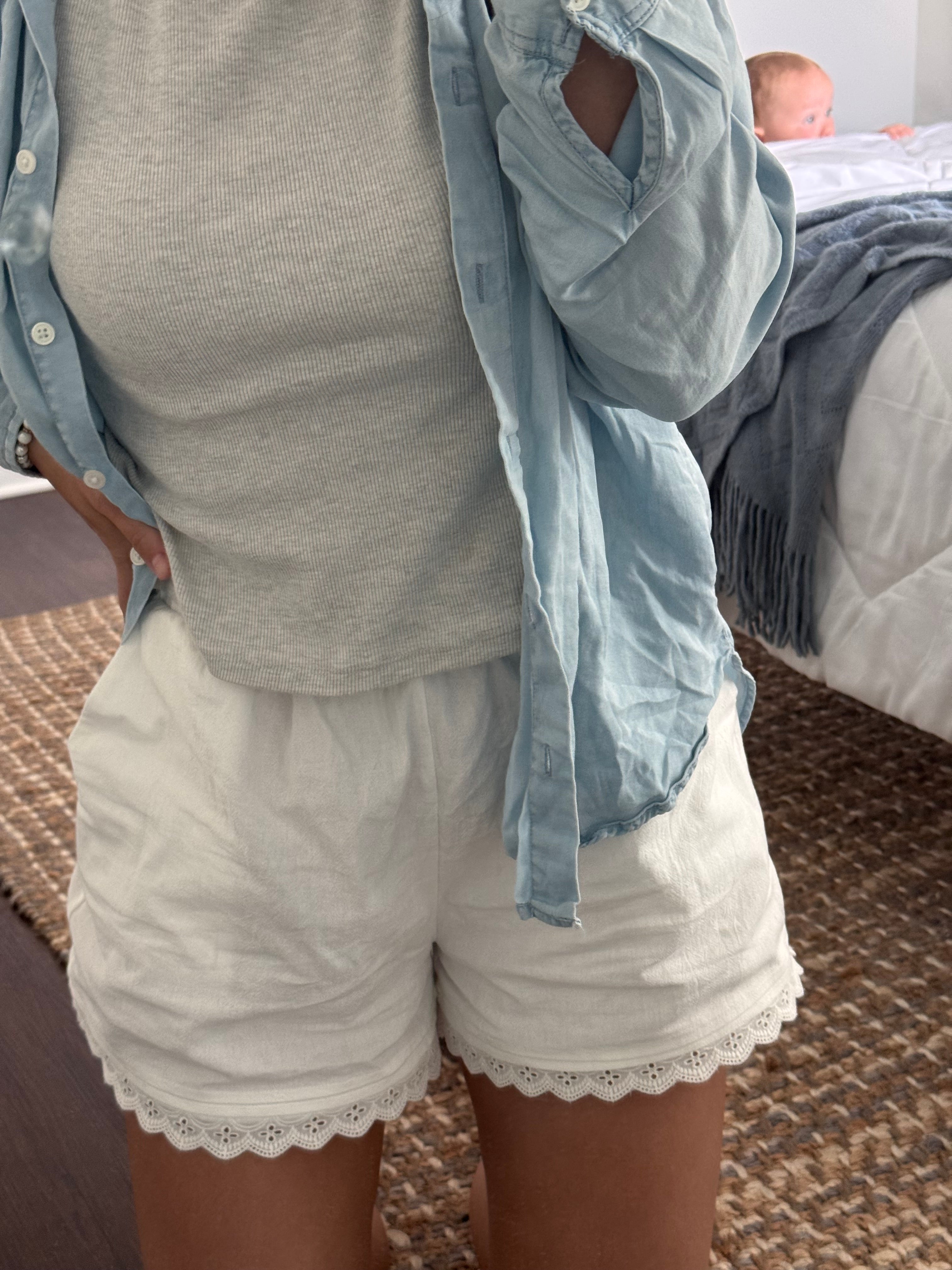 sunday effortless white lace shorts