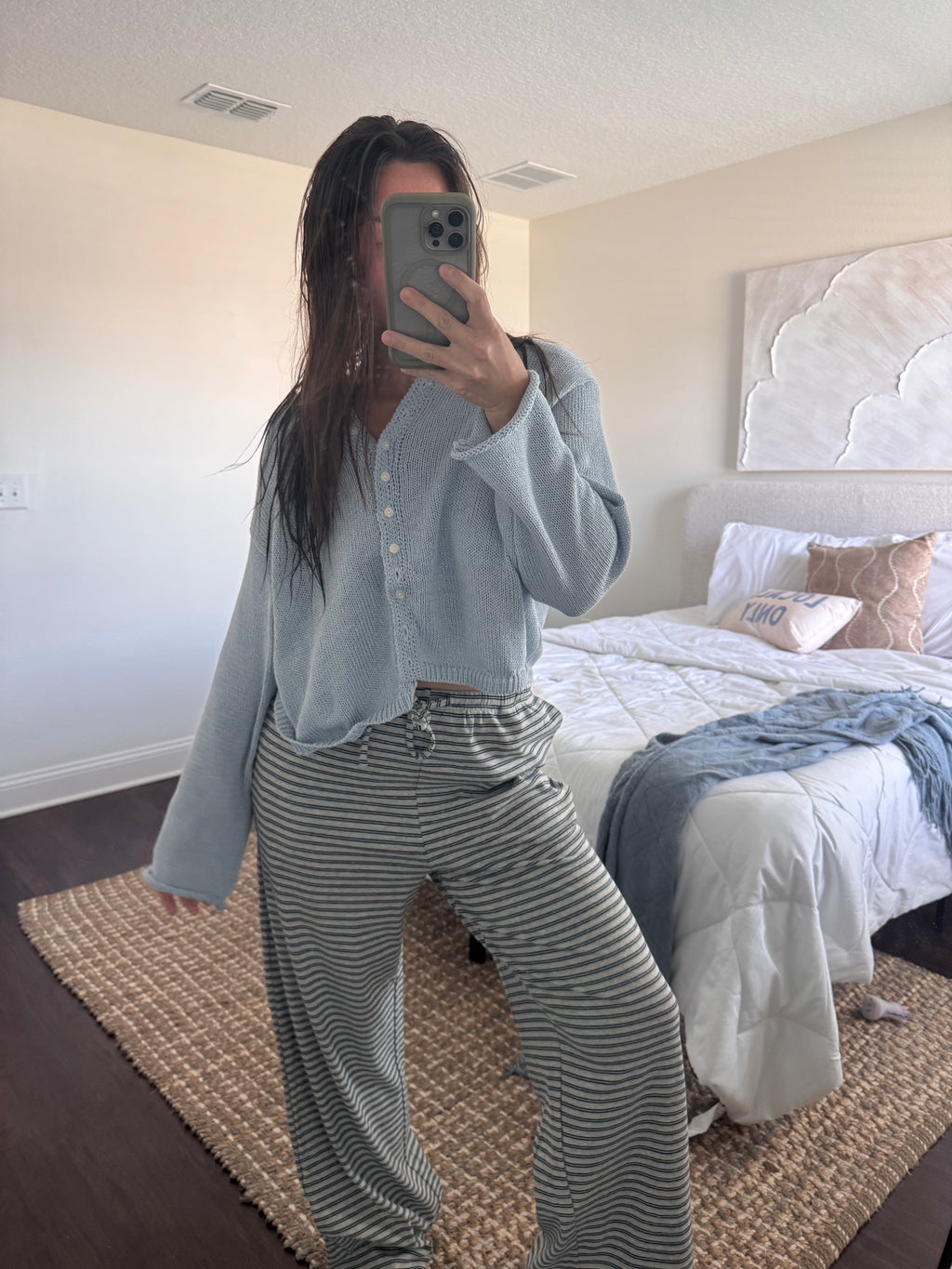 brooke striped drawstring lounge pant