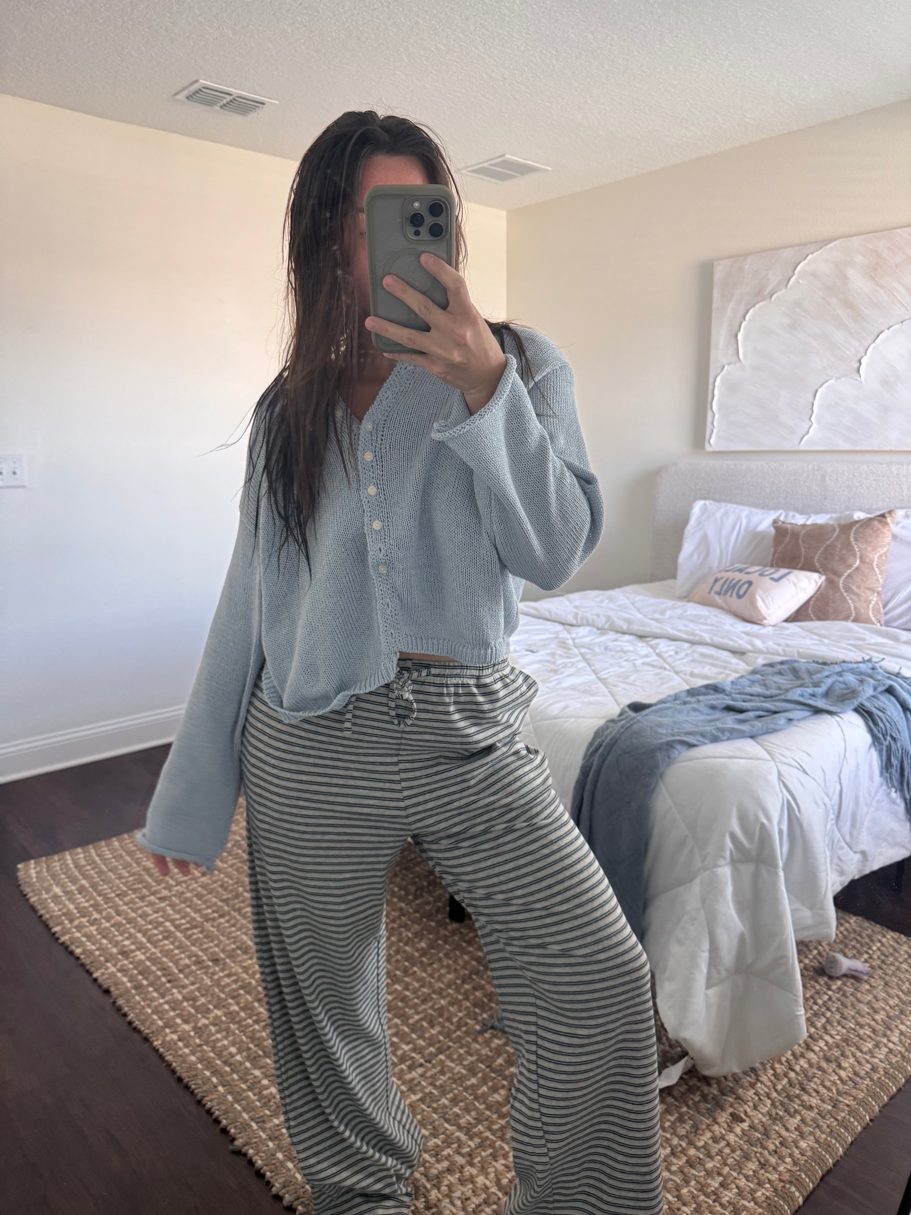 brooke striped drawstring lounge pant