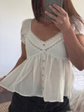 baker lace puff sleeve button down