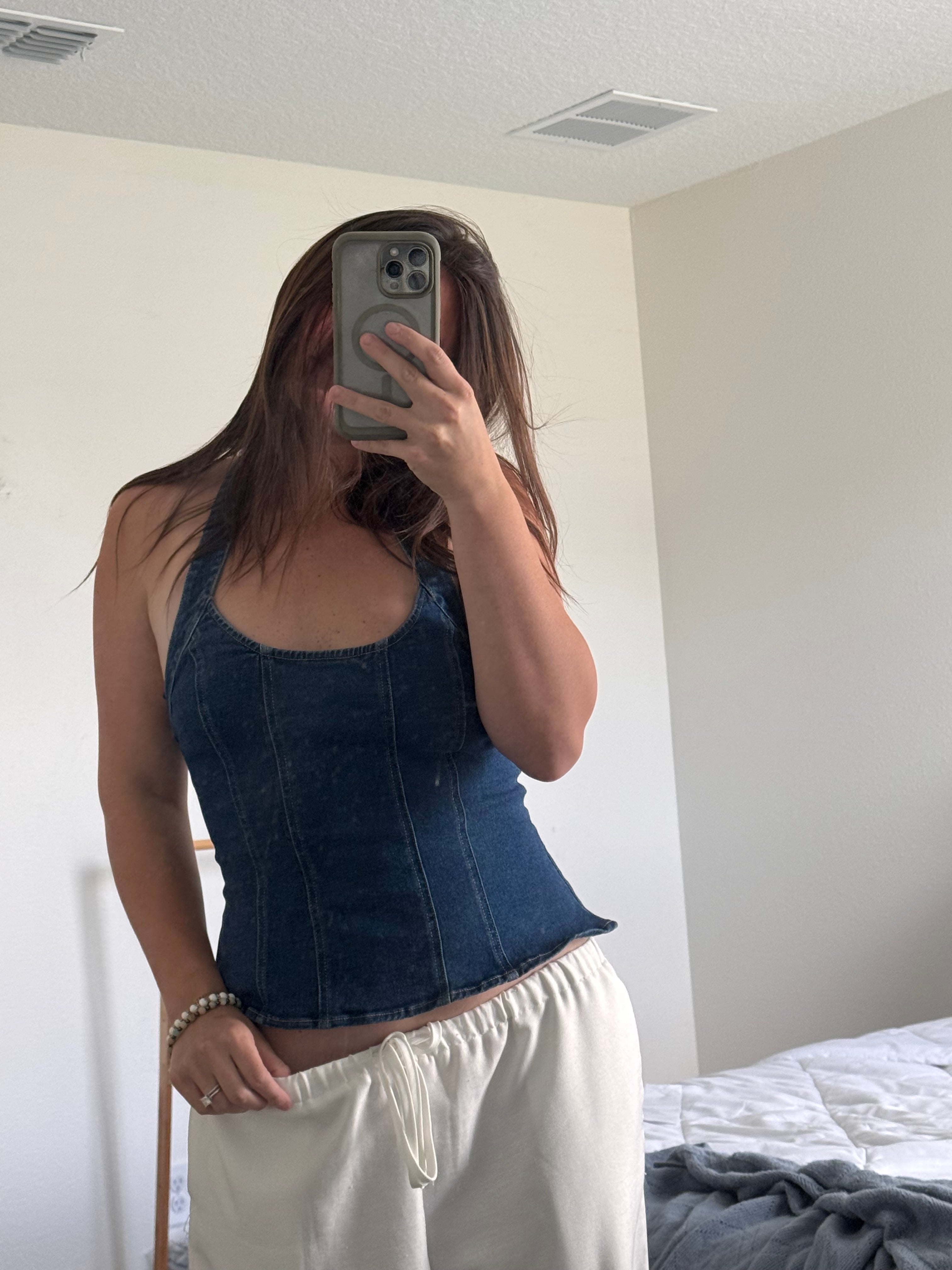 haven jane denim halter top