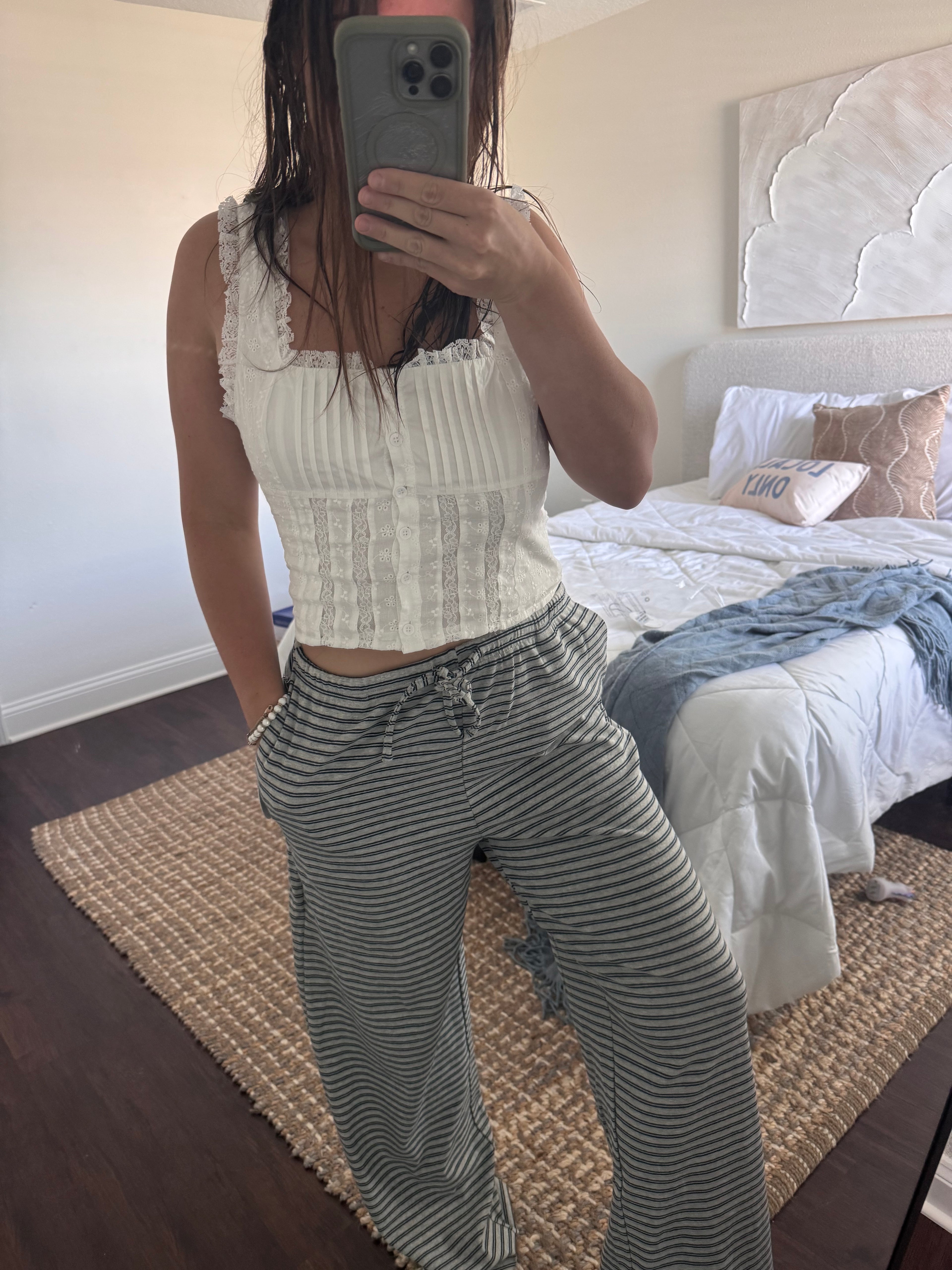brooke striped drawstring lounge pant