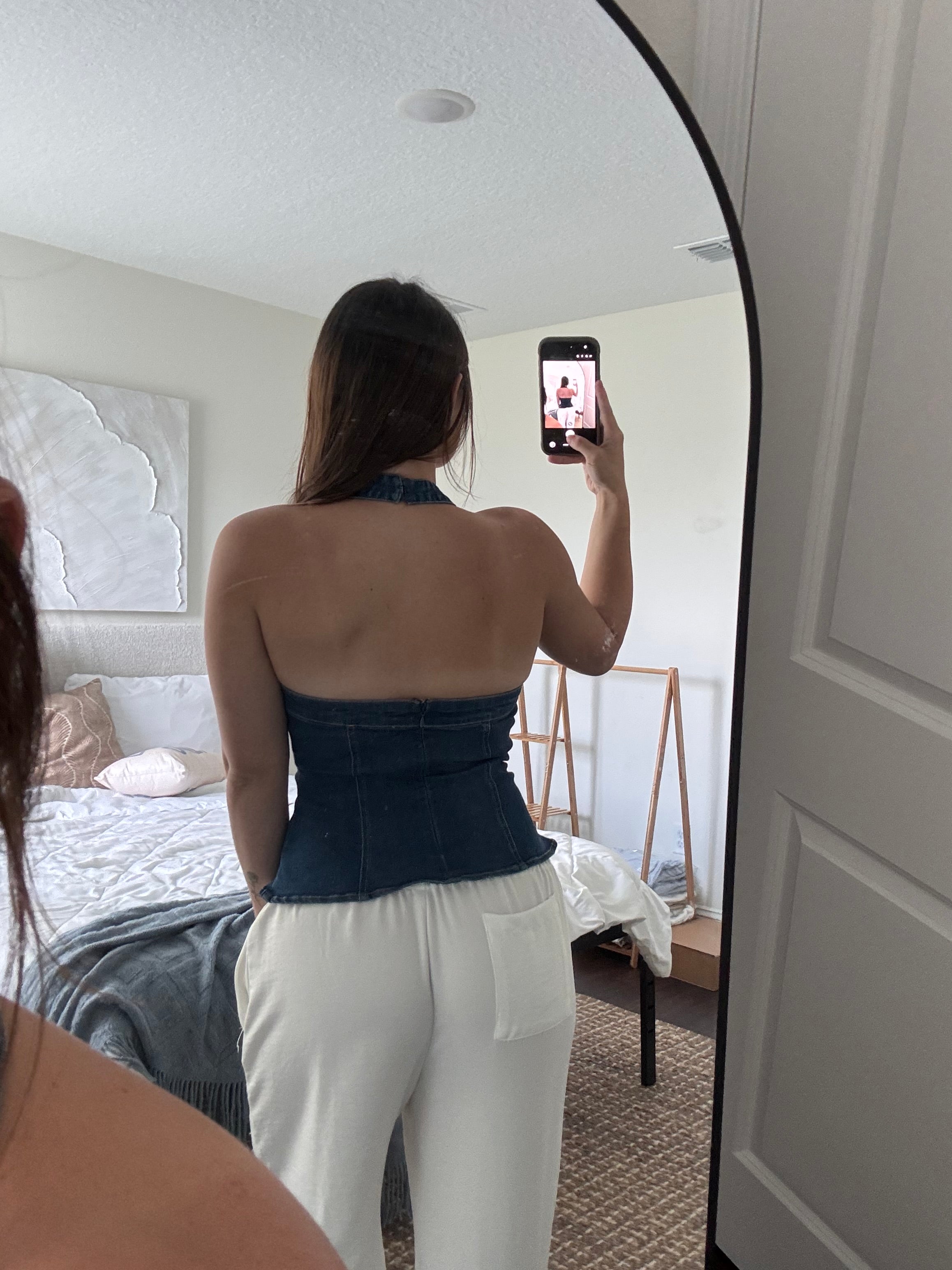 haven jane denim halter top