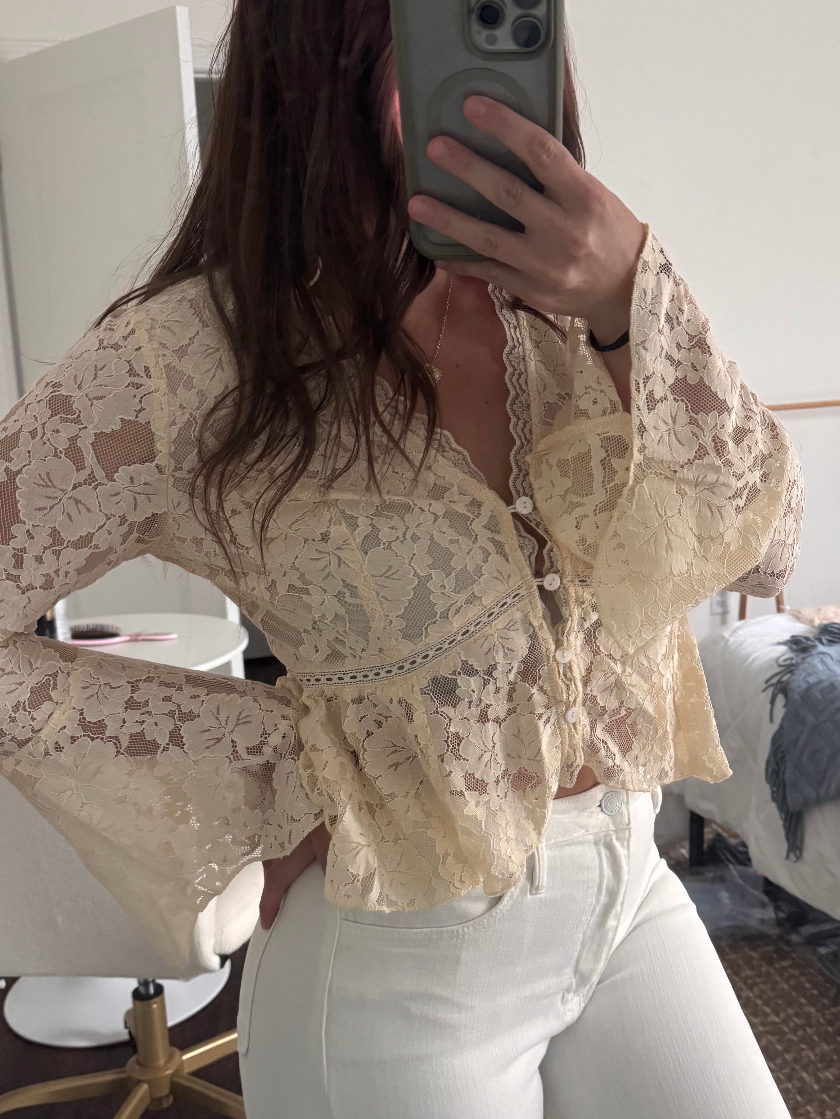merritt lace trim blouse