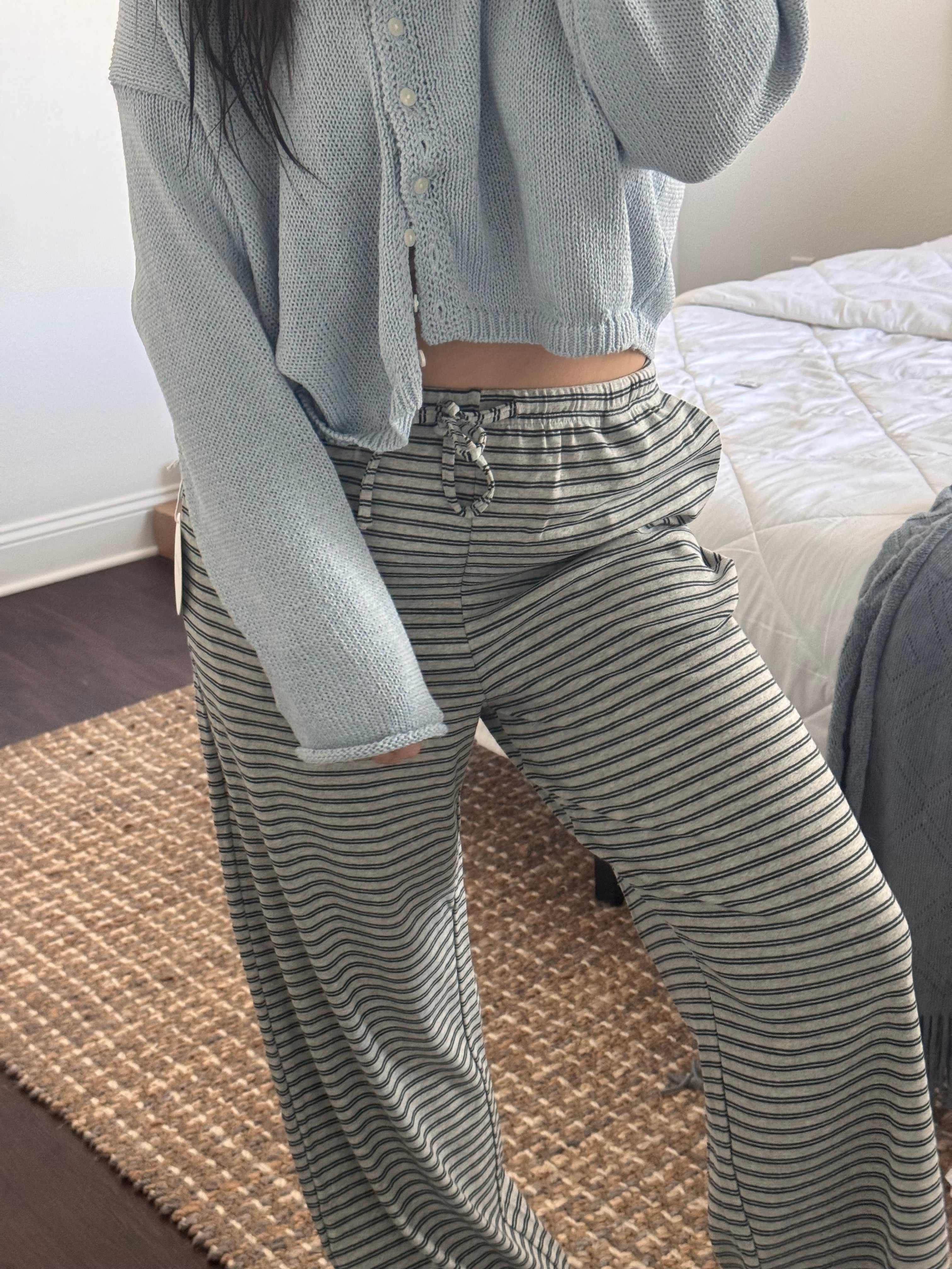brooke striped drawstring lounge pant