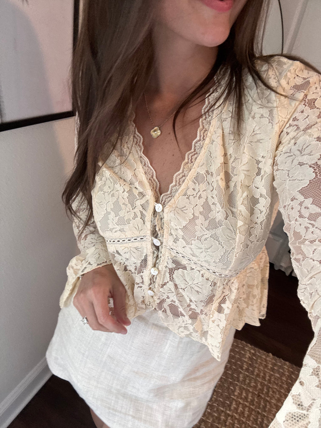 merritt lace trim blouse