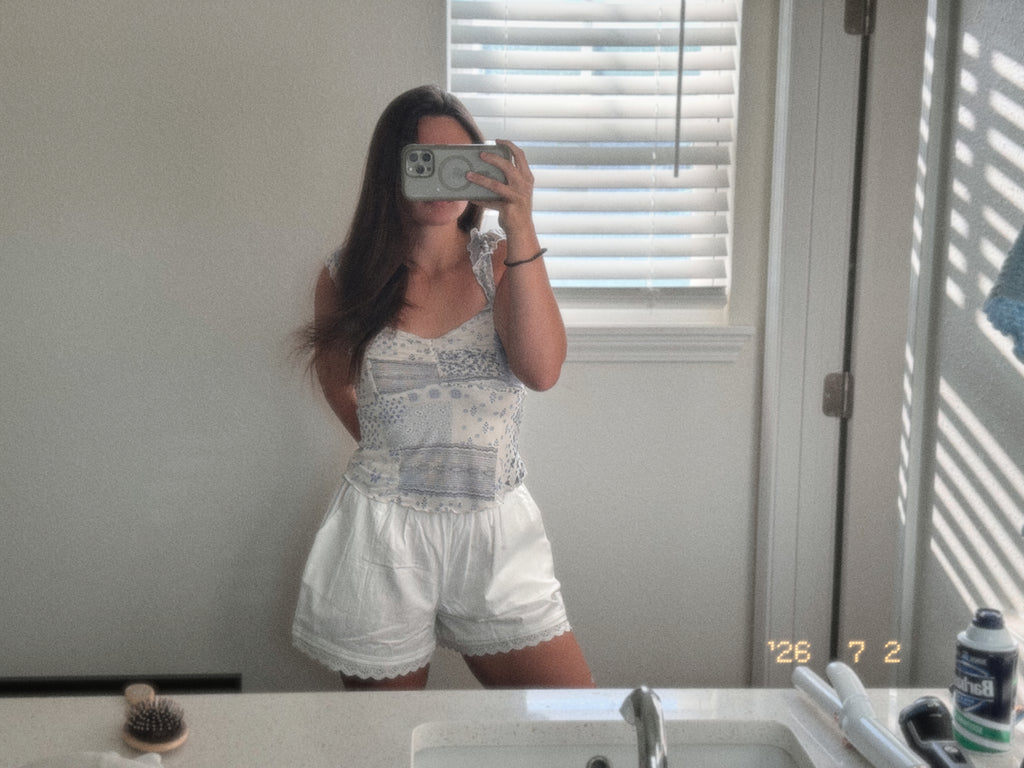 sunday effortless white lace shorts