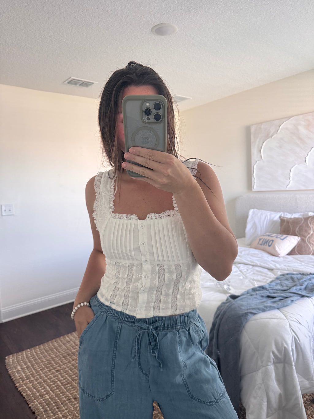 ellie square neck ruffle top