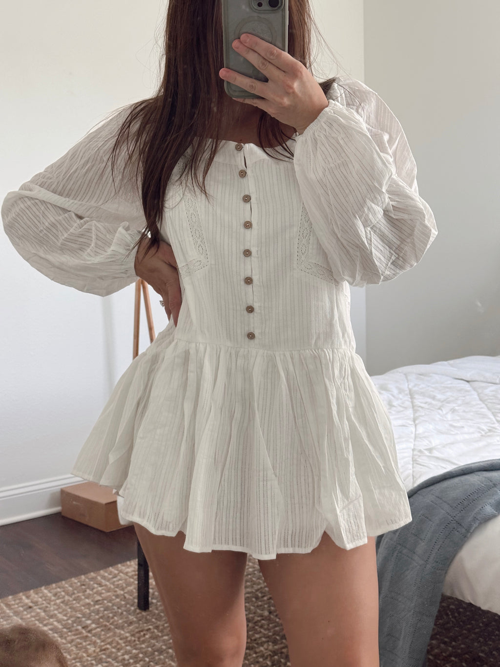skye cotton lace trim flowy romper